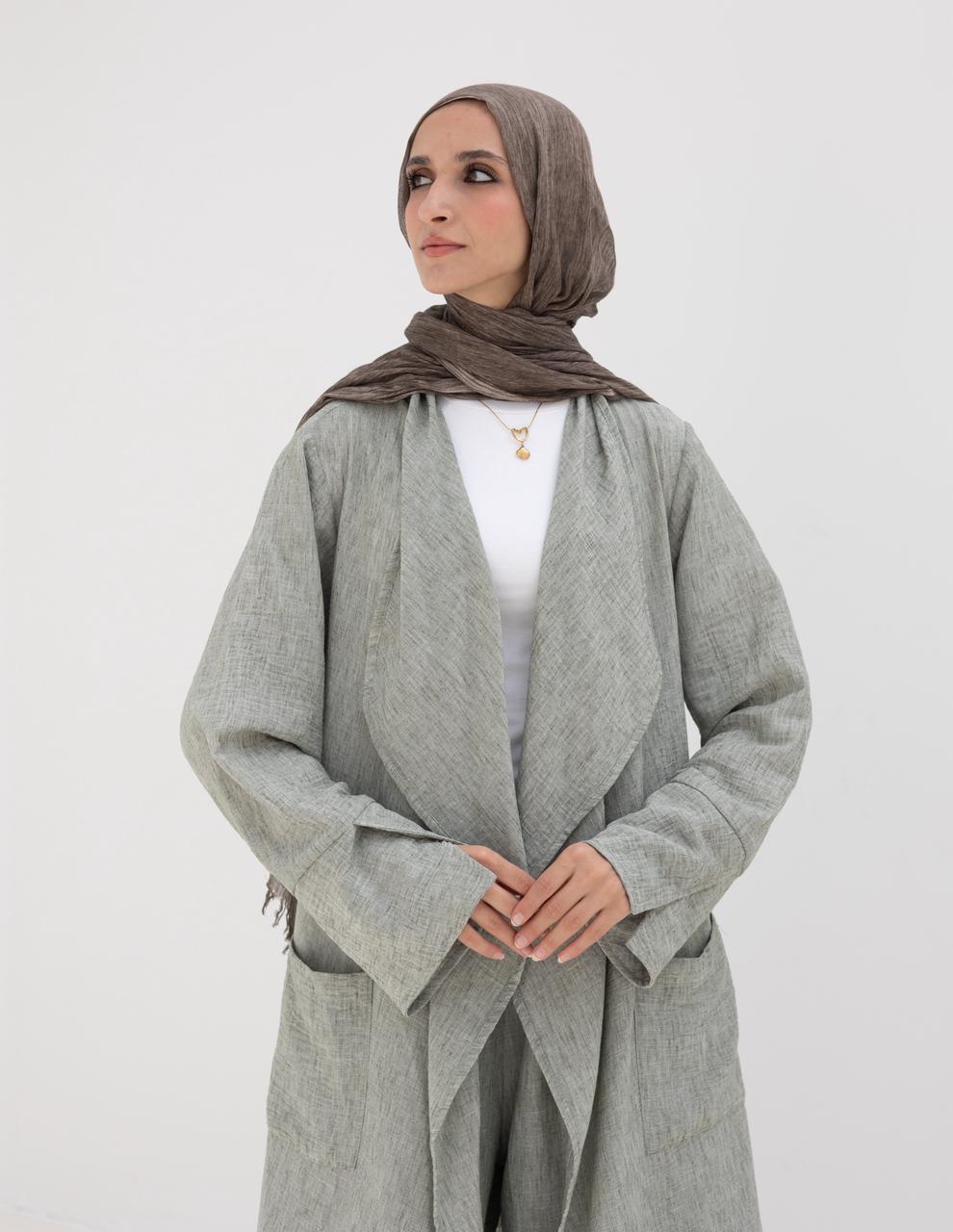 Long flowy Lenin cardigan in Olive