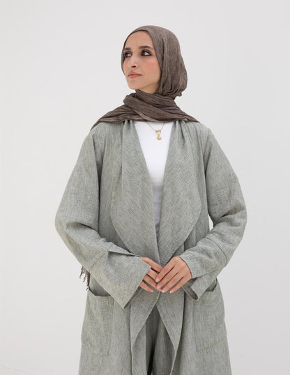 Long flowy Lenin cardigan in Olive