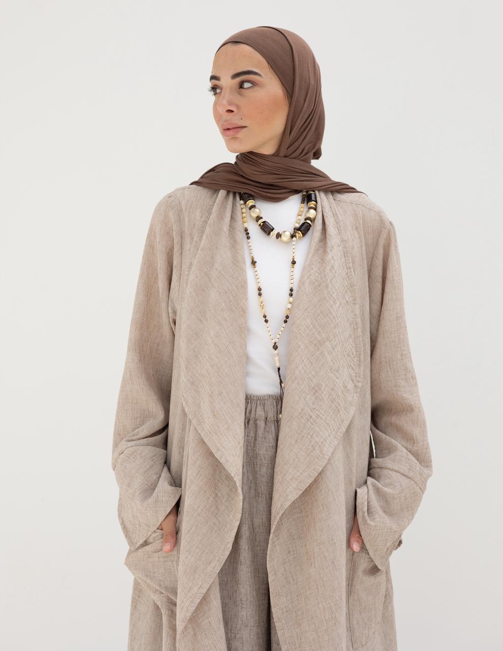 Long flowy Lenin cardigan in Beige