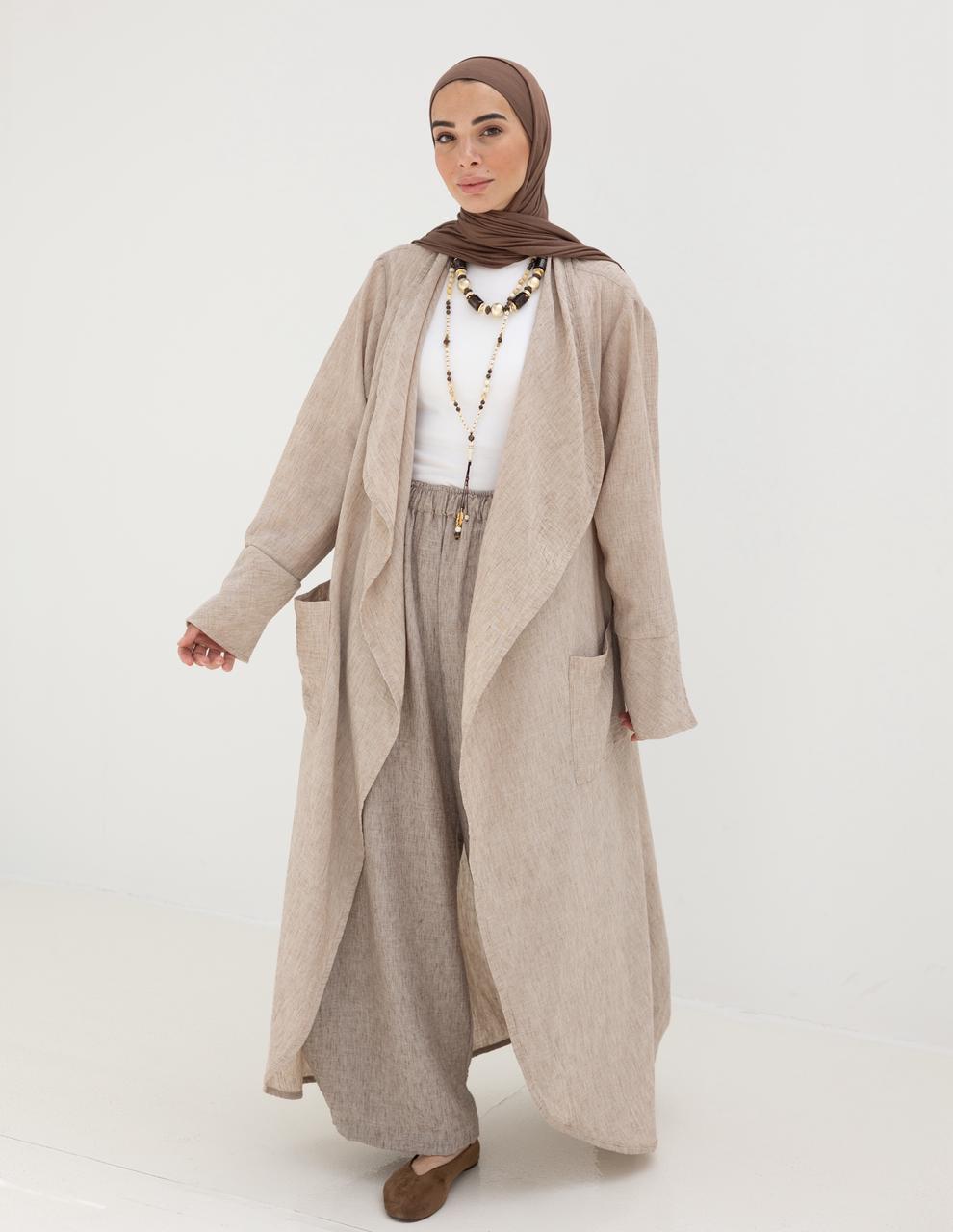 Long flowy Lenin cardigan in Beige