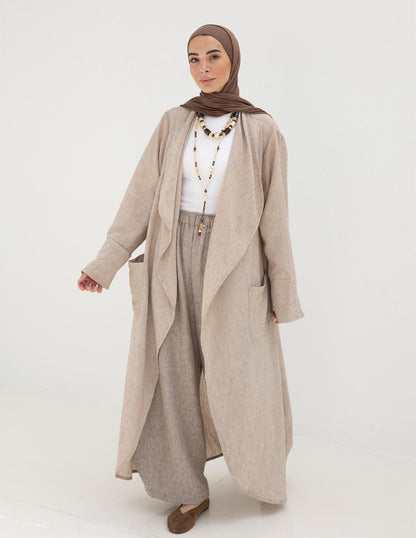 Long flowy Lenin cardigan in Beige