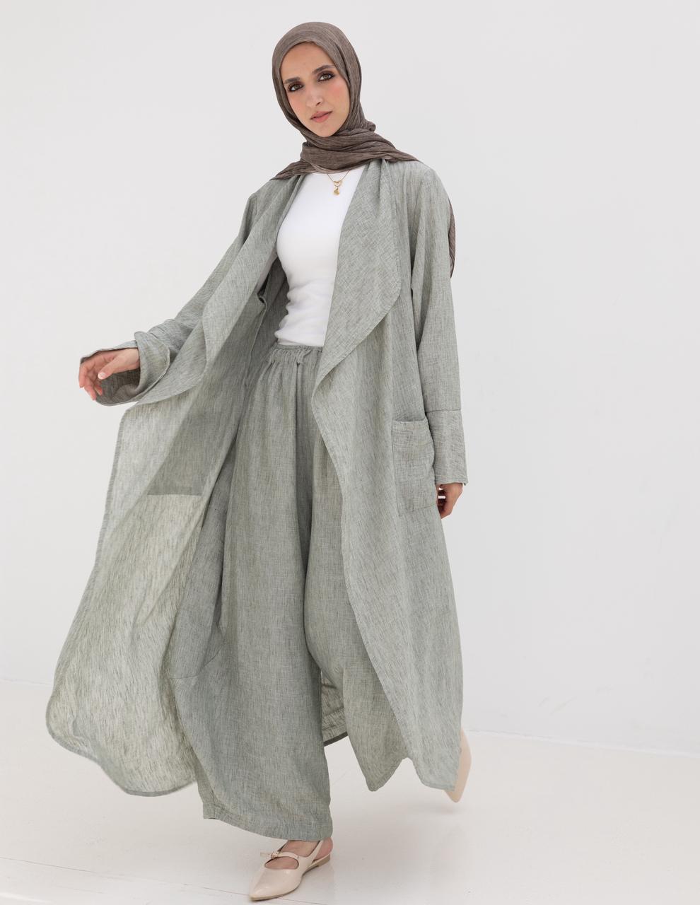 Long flowy Lenin cardigan in Olive