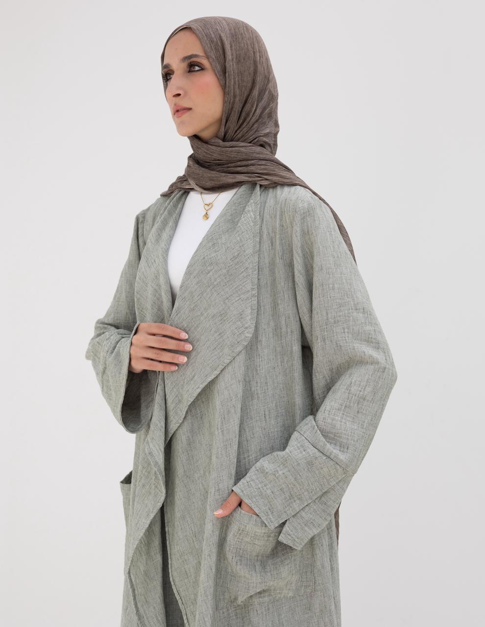 Long flowy Lenin cardigan in Olive