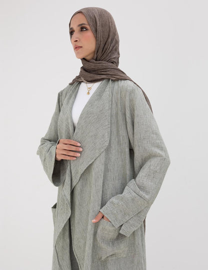 Long flowy Lenin cardigan in Olive