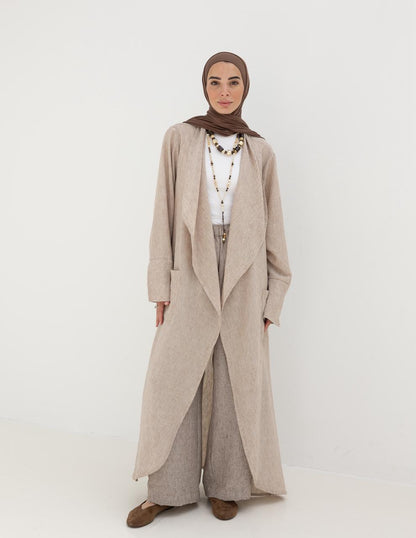 Long flowy Lenin cardigan in Beige
