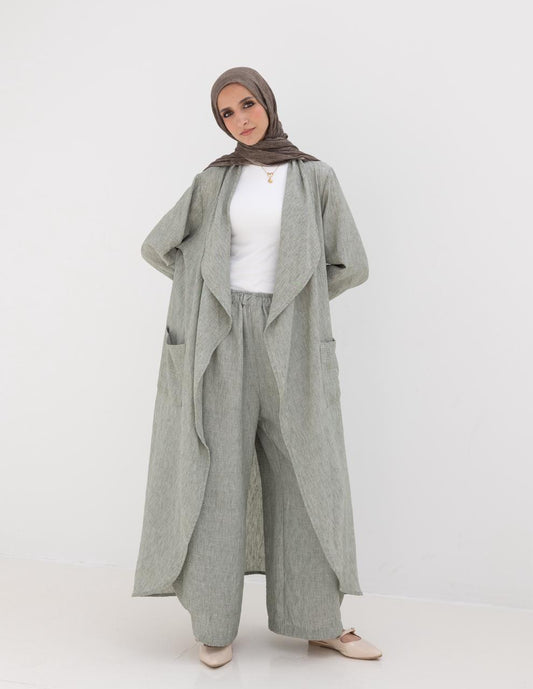 Long flowy Lenin cardigan in Olive