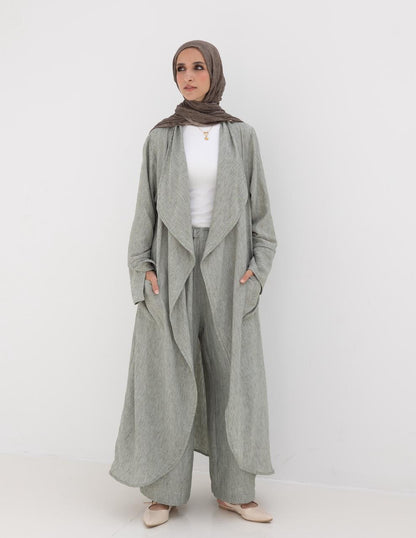 Long flowy Lenin cardigan in Olive