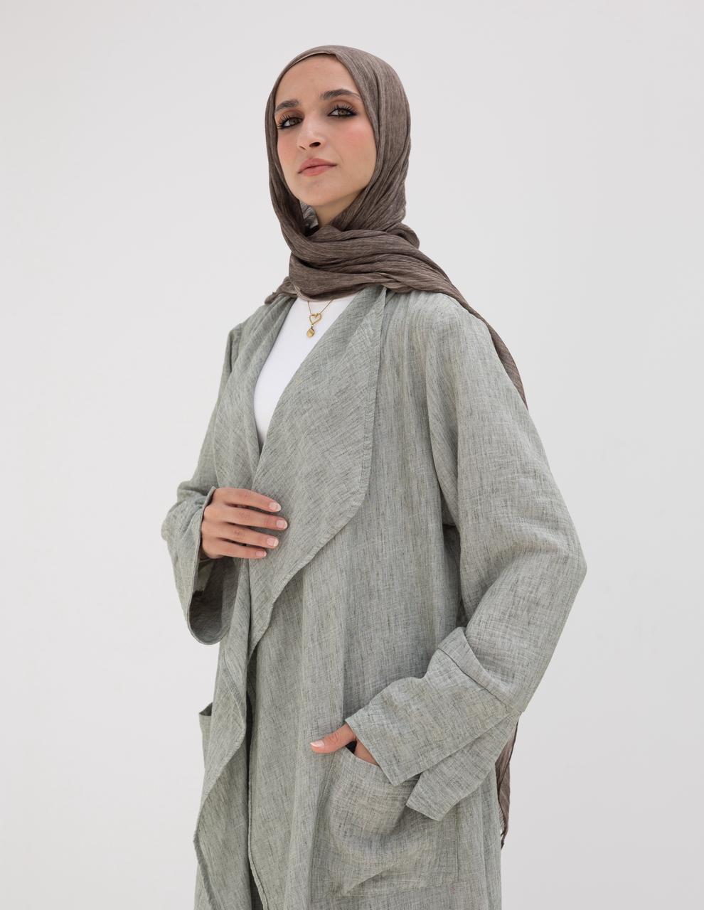 Long flowy Lenin cardigan in Olive