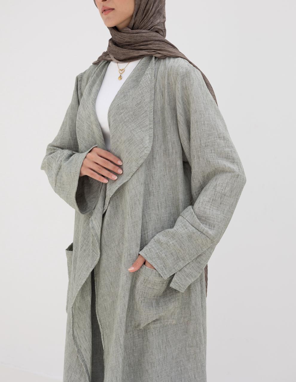 Long flowy Lenin cardigan in Olive