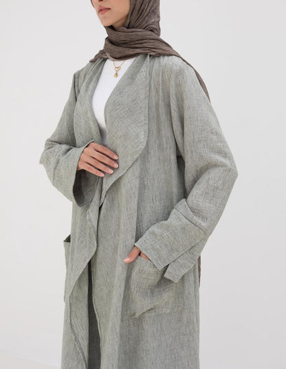 Long flowy Lenin cardigan in Olive