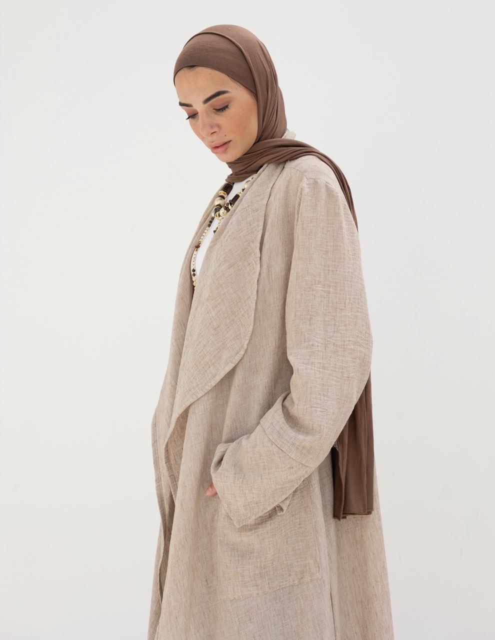 Long flowy Lenin cardigan in Beige