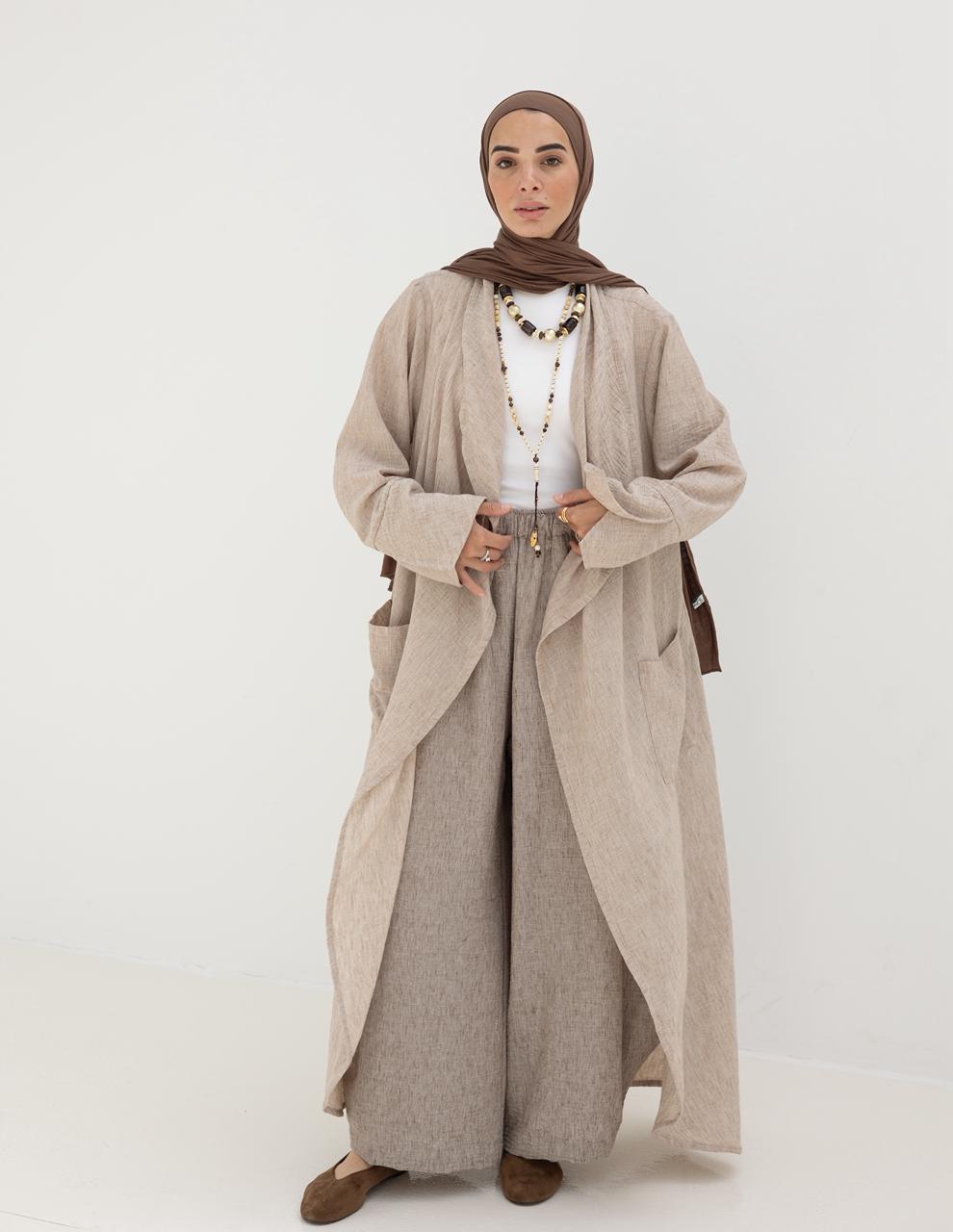 Long flowy Lenin cardigan in Beige