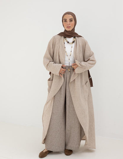 Long flowy Lenin cardigan in Beige