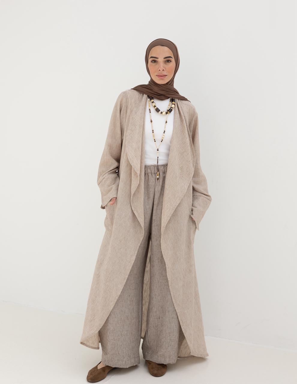 Long flowy Lenin cardigan in Beige