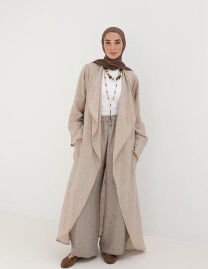 Long flowy Lenin cardigan in Beige