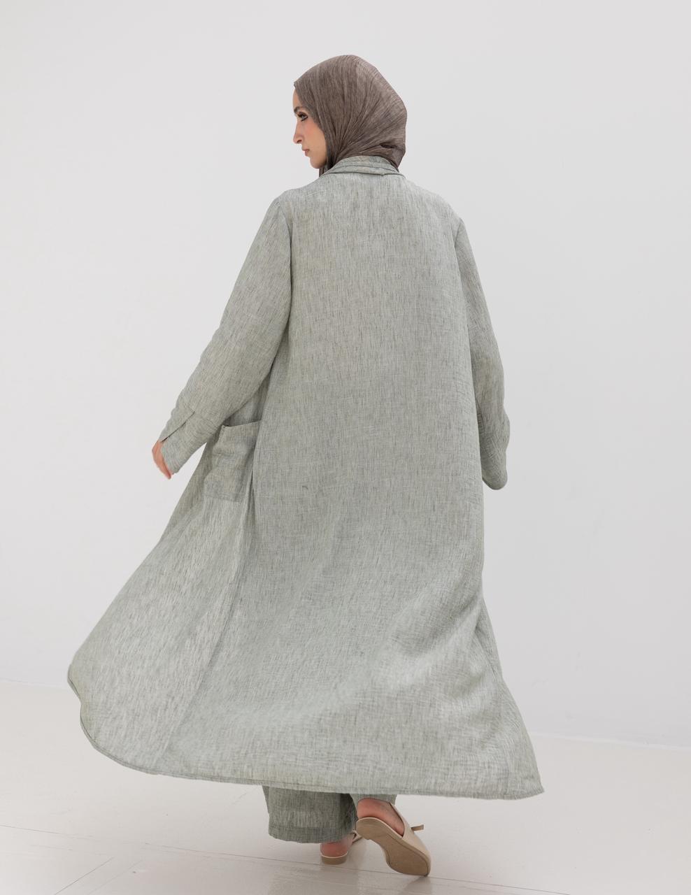 Long flowy Lenin cardigan in Olive