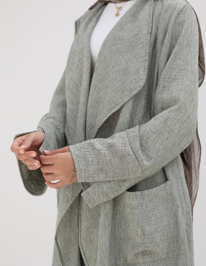 Long flowy Lenin cardigan in Olive