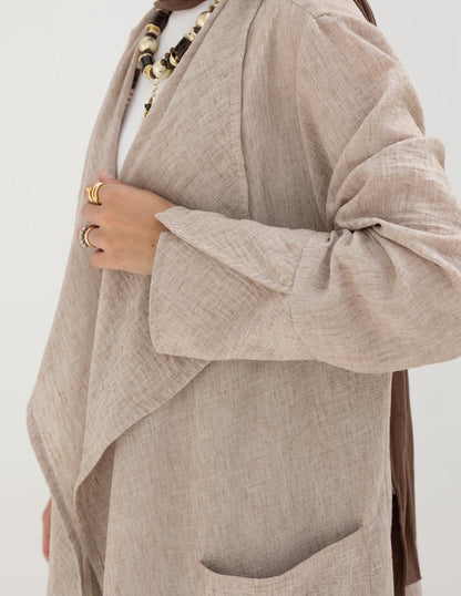 Long flowy Lenin cardigan in Beige