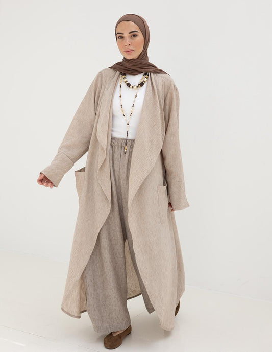 Long flowy Lenin cardigan in Beige
