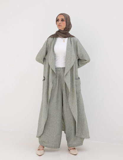 Long flowy Lenin cardigan in Olive