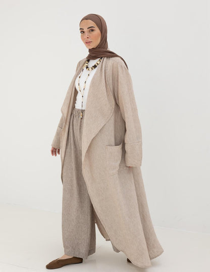 Long flowy Lenin cardigan in Beige