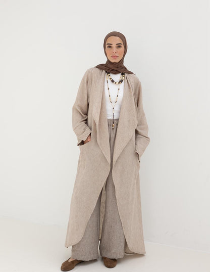 Long flowy Lenin cardigan in Beige