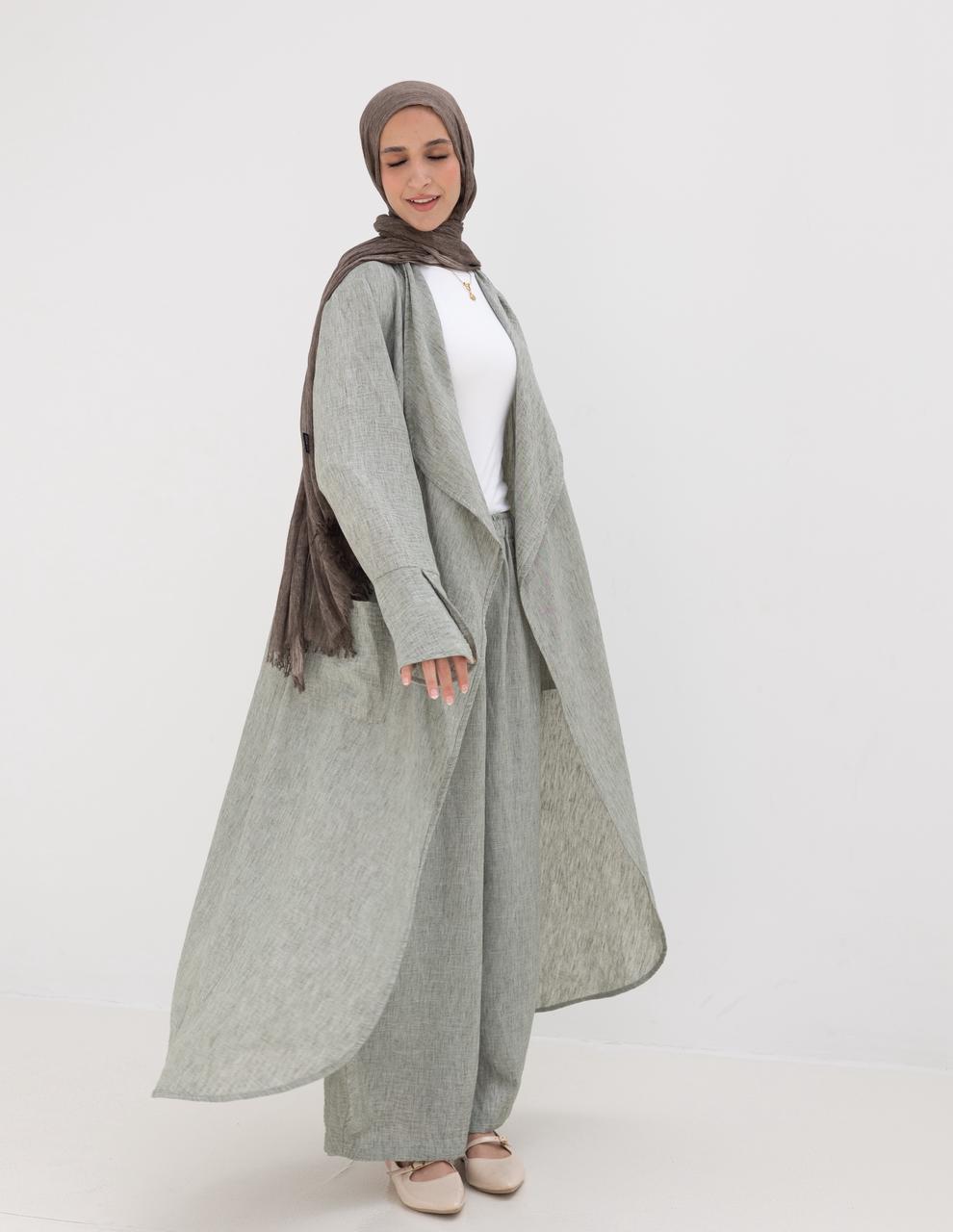 Long flowy Lenin cardigan in Olive