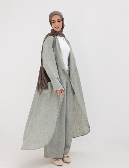 Long flowy Lenin cardigan in Olive