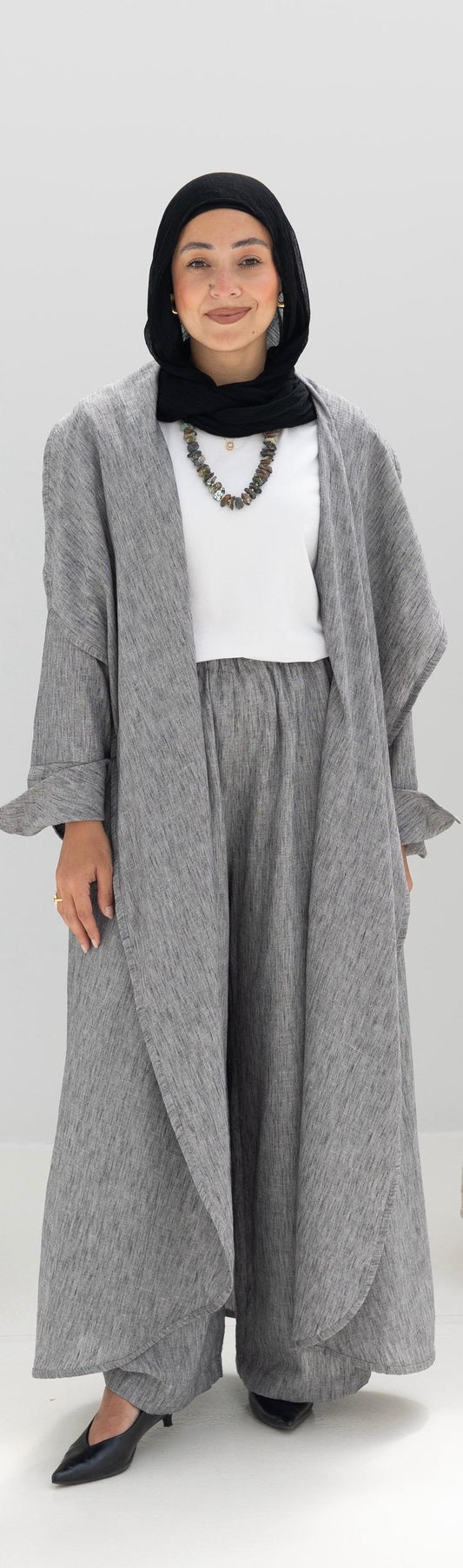 Long flowy Lenin cardigan in Gray