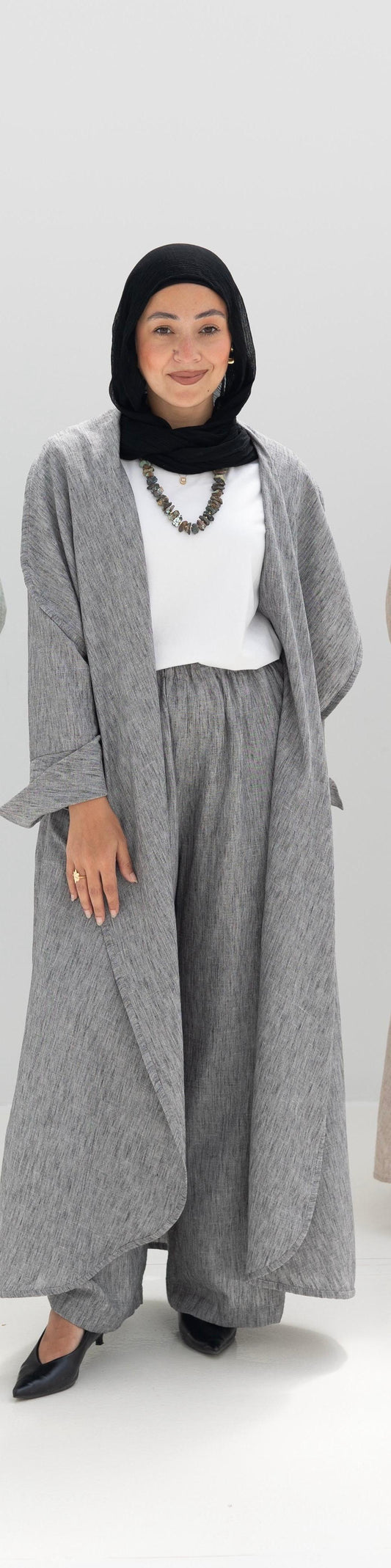 Long flowy Lenin cardigan in Gray