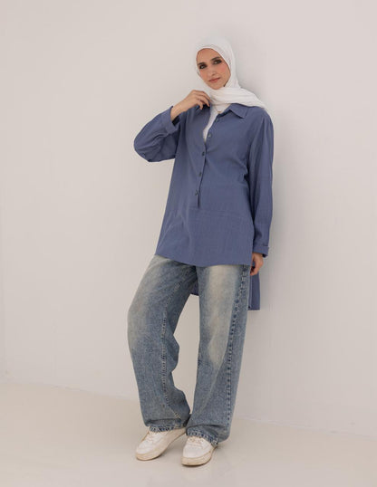 Lenin shirt with buttons in Blue