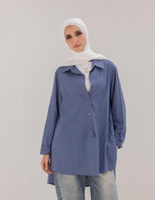 Lenin shirt with buttons in Blue