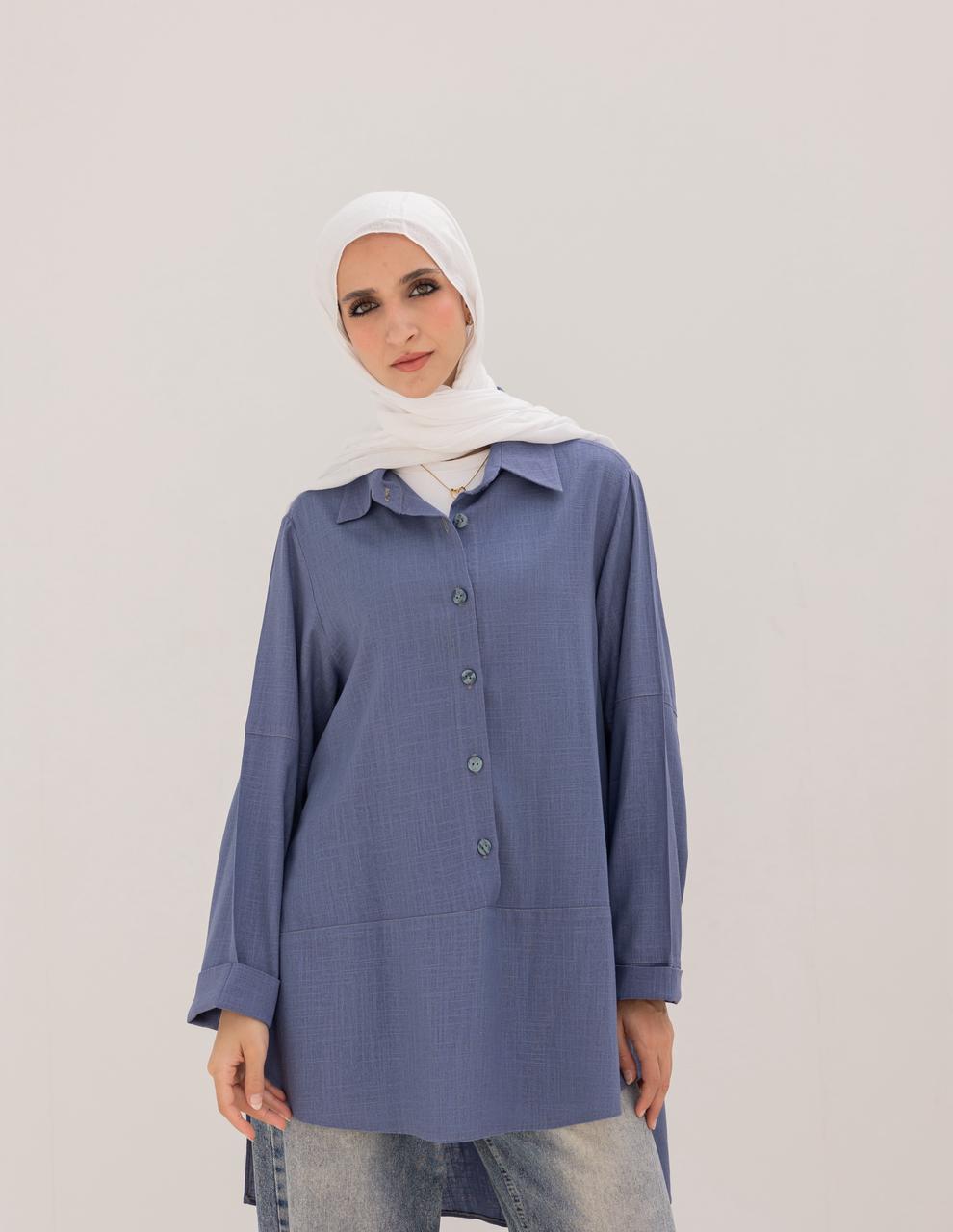 Lenin shirt with buttons in Blue