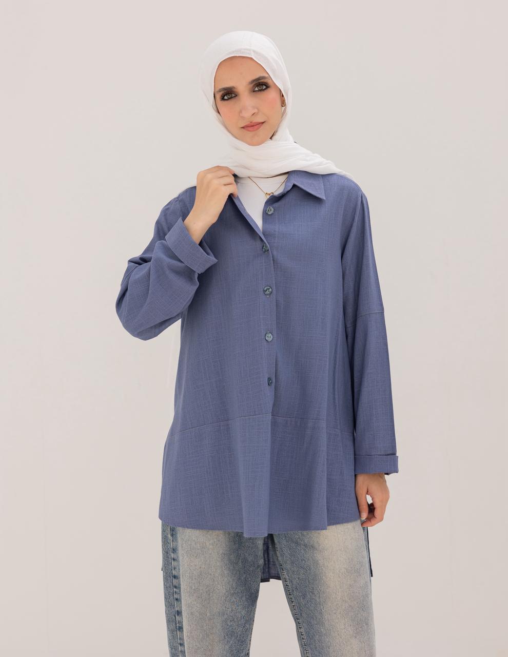 Lenin shirt with buttons in Blue
