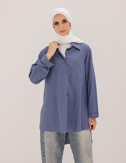 Lenin shirt with buttons in Blue