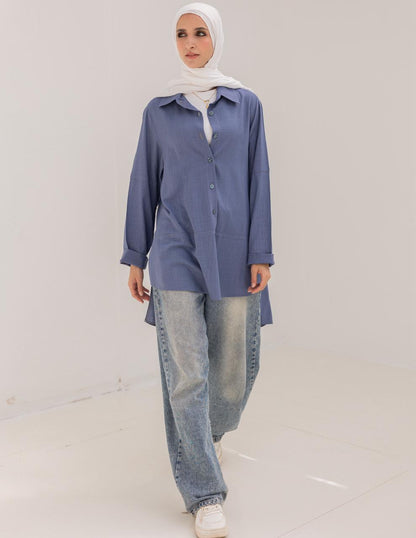 Lenin shirt with buttons in Blue