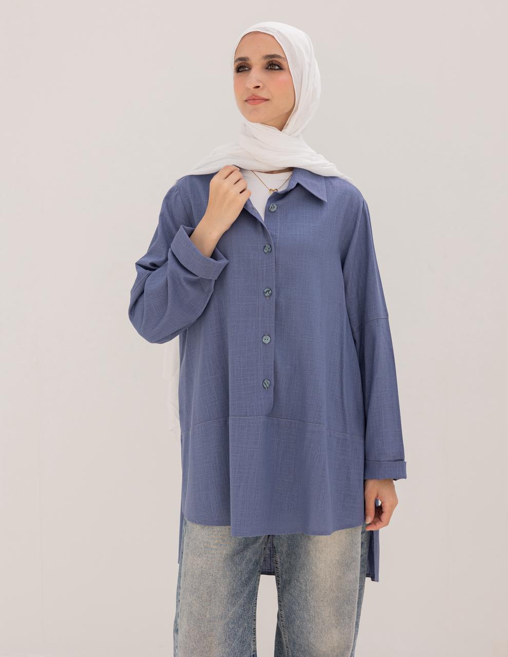 Lenin shirt with buttons in Blue