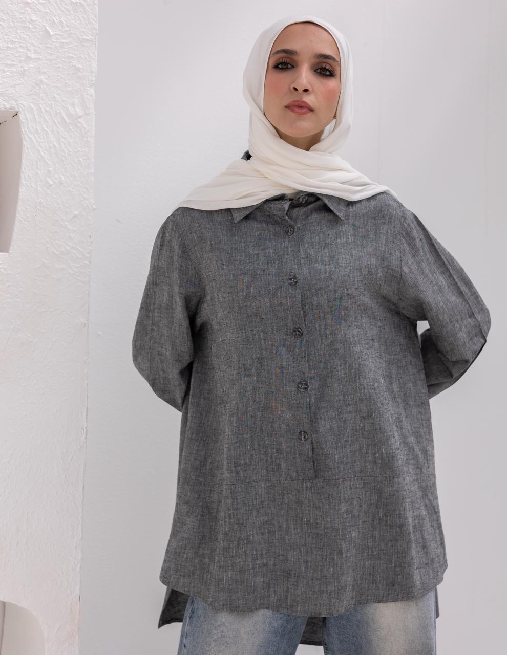 Lenin shirt with buttons in Gray