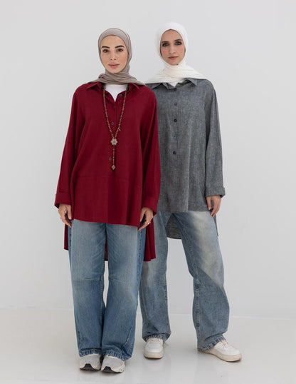 Lenin shirt with buttons in Gray