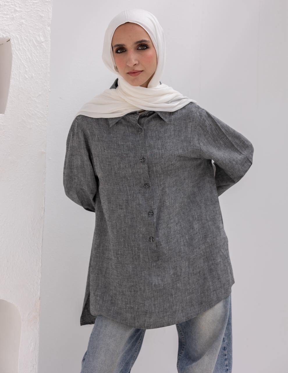 Lenin shirt with buttons in Gray
