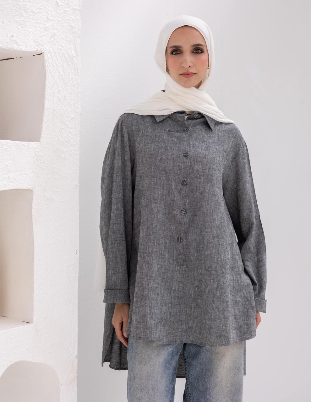 Lenin shirt with buttons in Gray
