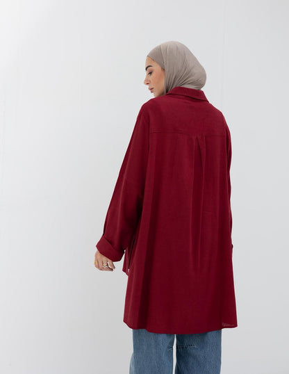Lenin shirt with buttons in Wine red