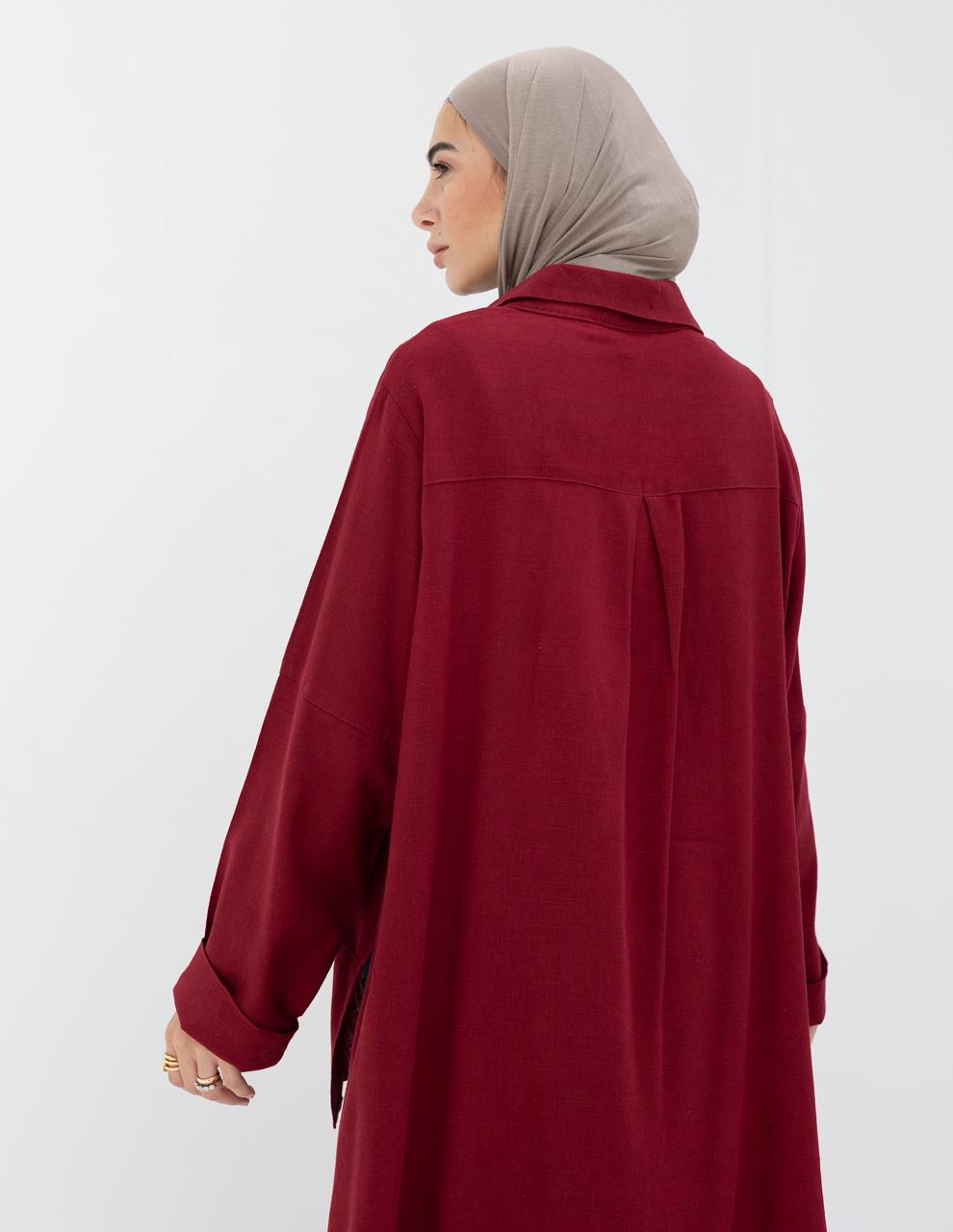 Lenin shirt with buttons in Wine red