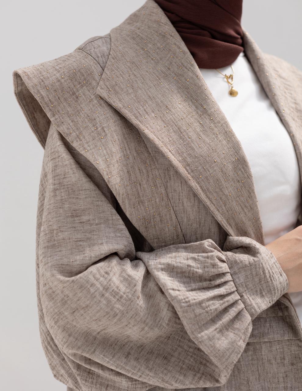 Trendy Lenin cardigan with golden dots in Cafe