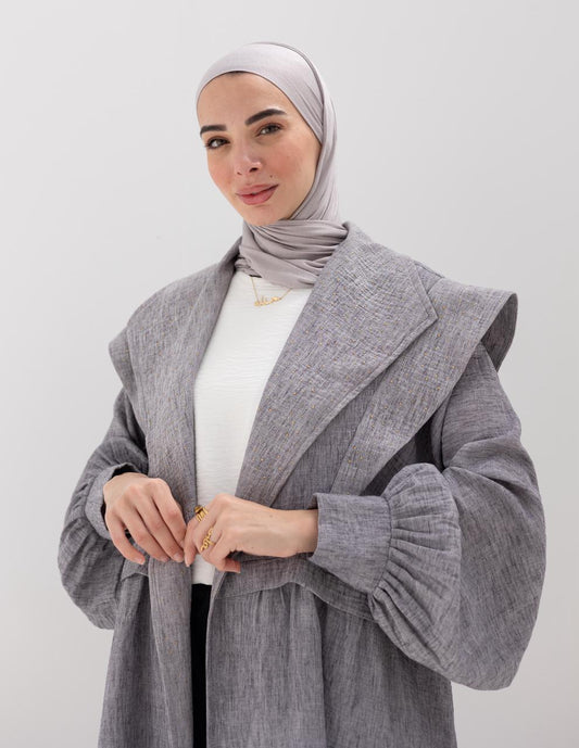 Trendy Lenin cardigan with golden dots in Gray