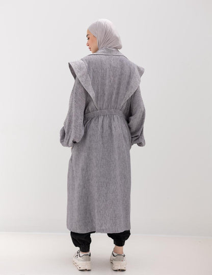 Trendy Lenin cardigan with golden dots in Gray