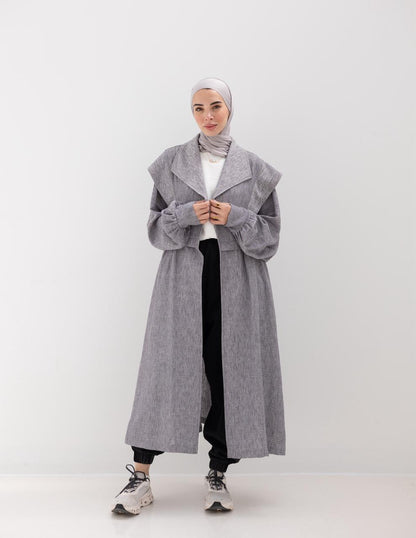 Trendy Lenin cardigan with golden dots in Gray