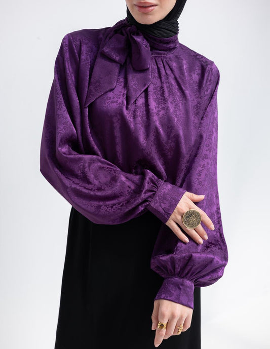 Evening floral silky blouse