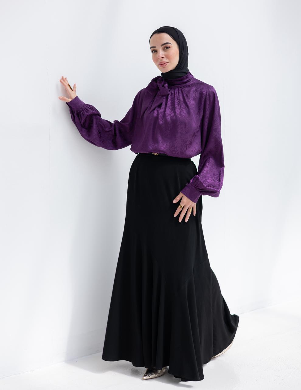 Evening floral silky blouse