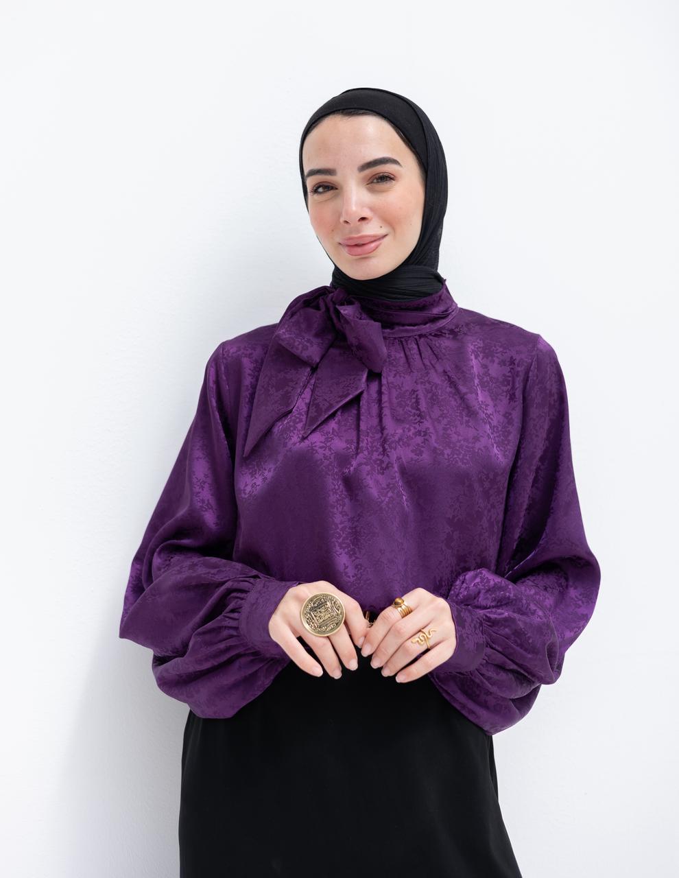 Evening floral silky blouse
